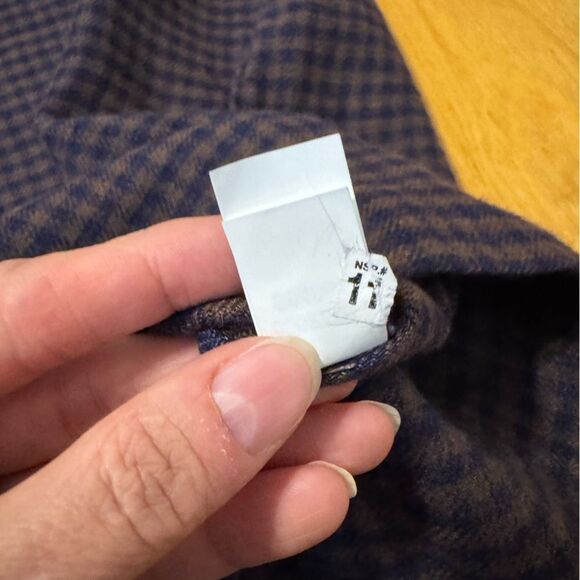 Ann Mashburn Anaya Popover Dress in Brown Navy Gingham Linen Size MED - Picture 14 of 15